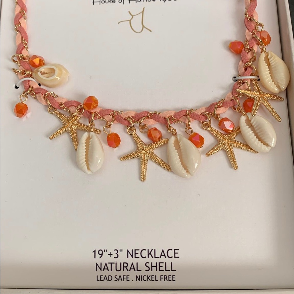 House of Harlow 1960 Shell Starfish Orange Gems Pink
Braided Charm Necklace NWT - Picture 4 of 4
